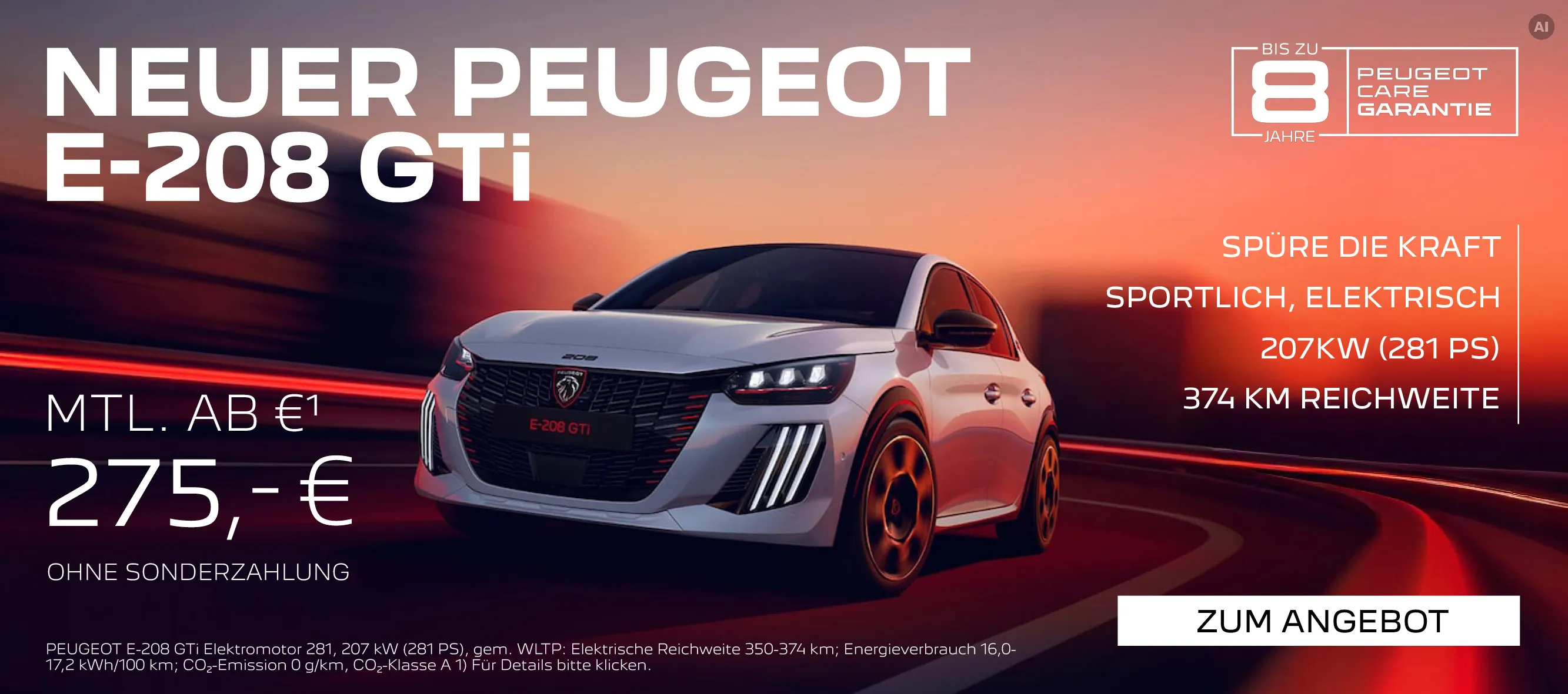 Neuer Peugeot E-208-GTI